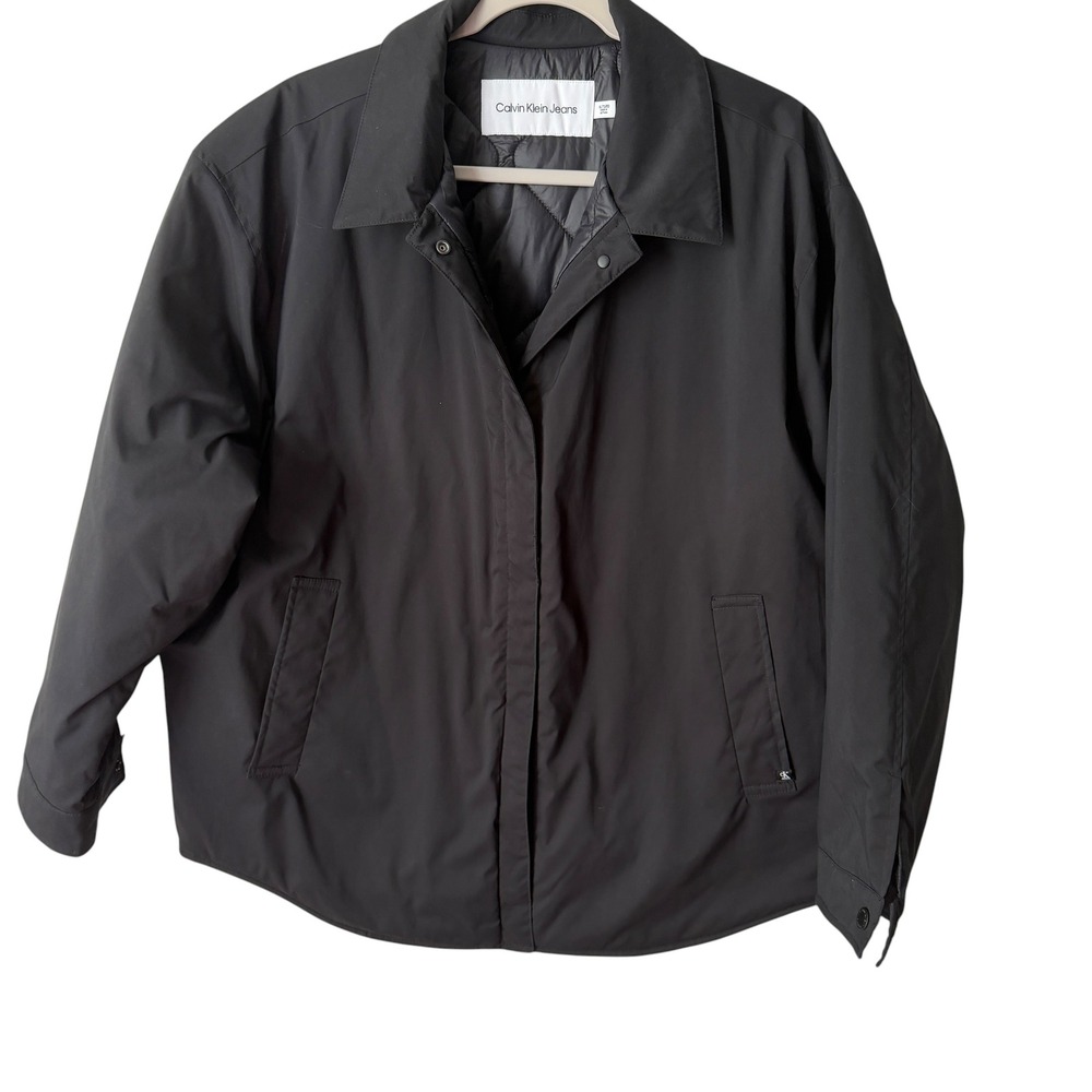 Calvin Klein Jeans Womens XL Black Insulated Quilted Jacket Repreve Fill Coat